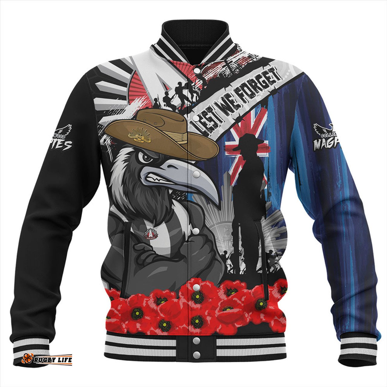 Amazing Aussie Collingwood Anzac Day Honor United In Spirit Baseball Jacket