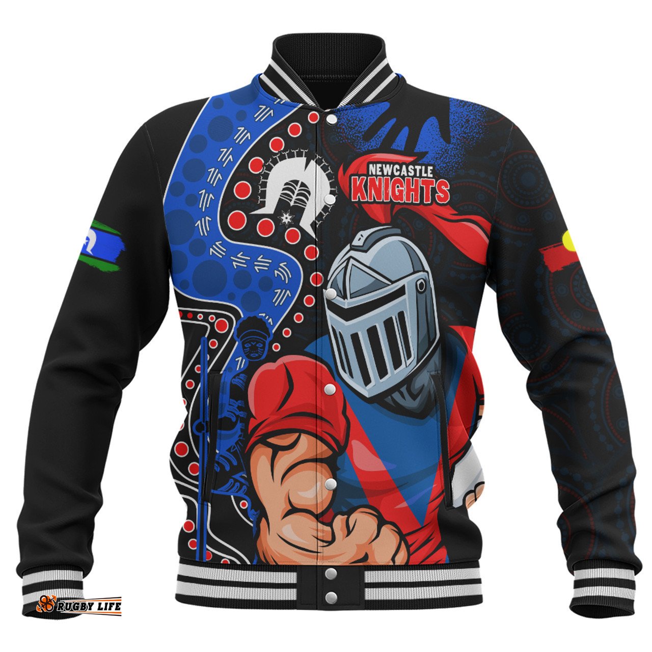 Amazing Aussie Newcastle Knights NAIDOC Indigenous Warrior Spirit Baseball Jacket