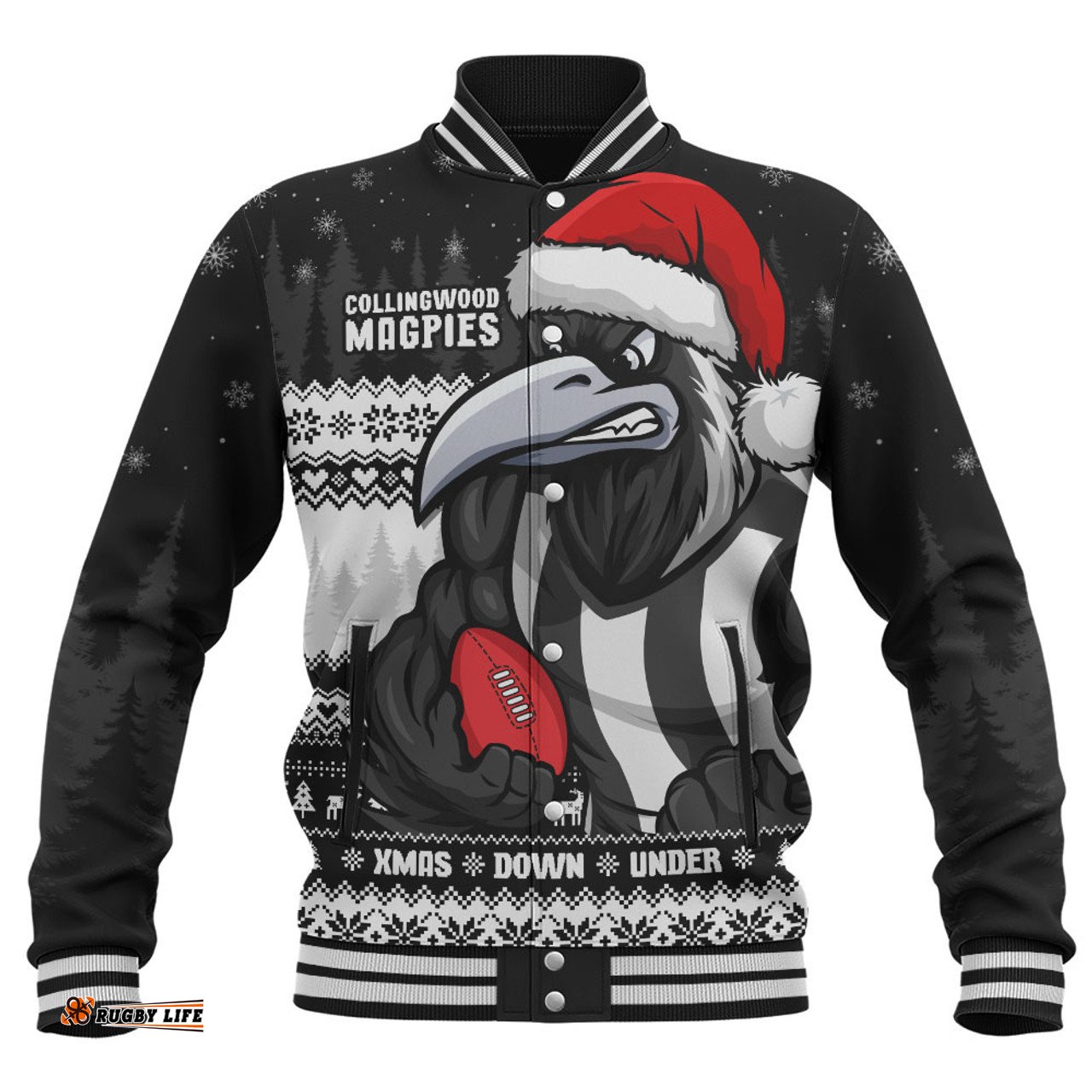 Amazing Aussie Collingwood Merry Christmas Down Under Footy Power Style Baseball Jacket