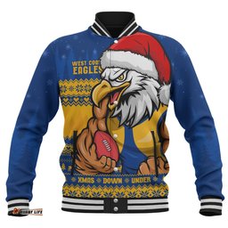 Amazing Aussie West Coast Eagles Merry Christmas Down Under Footy Power Style Baseball Jacket