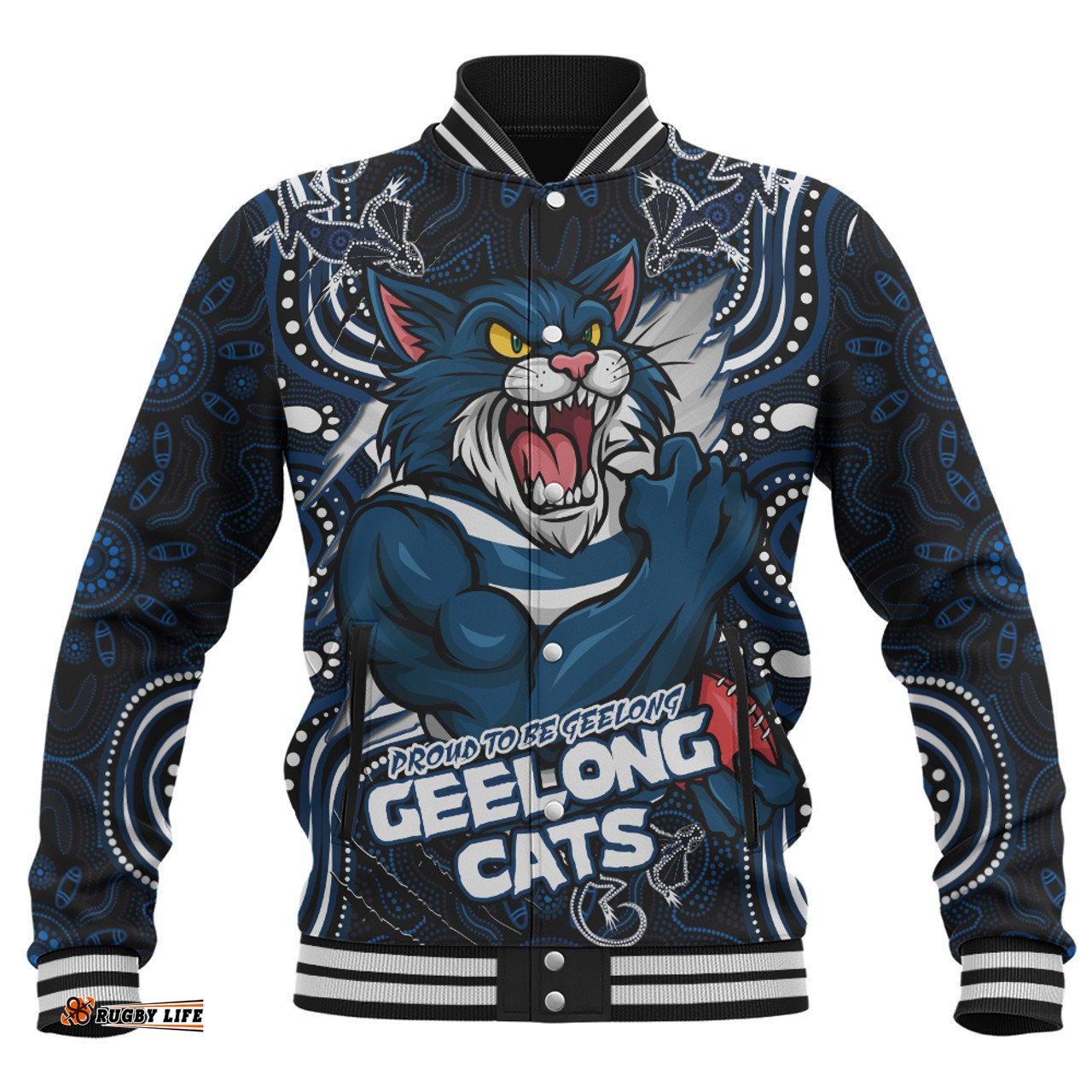 Amazing Aussie Geelong Cats Spirit Warriors Of The Game Baseball Jacket