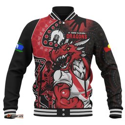 Amazing Aussie St. George Illawarra Dragons NAIDOC Indigenous Warrior Spirit Baseball Jacket