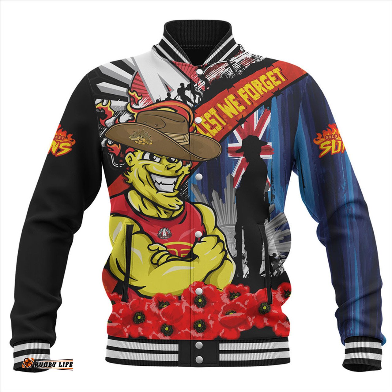 Amazing Aussie Gold Coast SUNS Anzac Day Honor United In Spirit Baseball Jacket