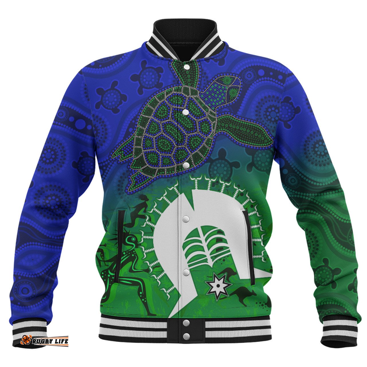 Amazing Aussie Indigenous Australian Aboriginal Island Heart Turtle Path Baseball Jacket