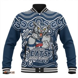 Amazing Aussie Geelong Cats Aboriginal Inspired Tough Fan Football For Life Baseball Jacket