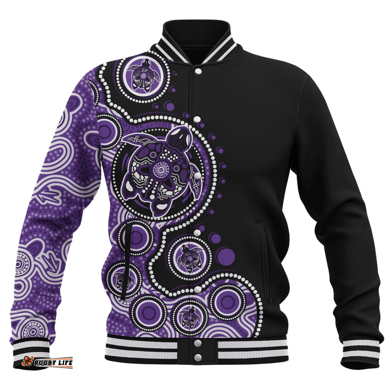 Amazing Aussie Australia Indigenous Turtle Aboriginal Dot Art Purple Baseball Jacket