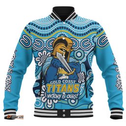 Amazing Aussie Gold Coast Titans Aboriginal Inspired Tough Fan Rugby For Life Baseball Jacket