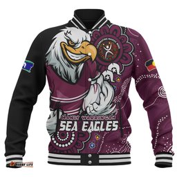 Amazing Aussie Manly Warringah Sea Eagles Power Through Generations NAIDOC Edition Baseball Jacket