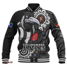 Amazing Aussie Collingwood Power Through Generations NAIDOC Edition Baseball Jacket