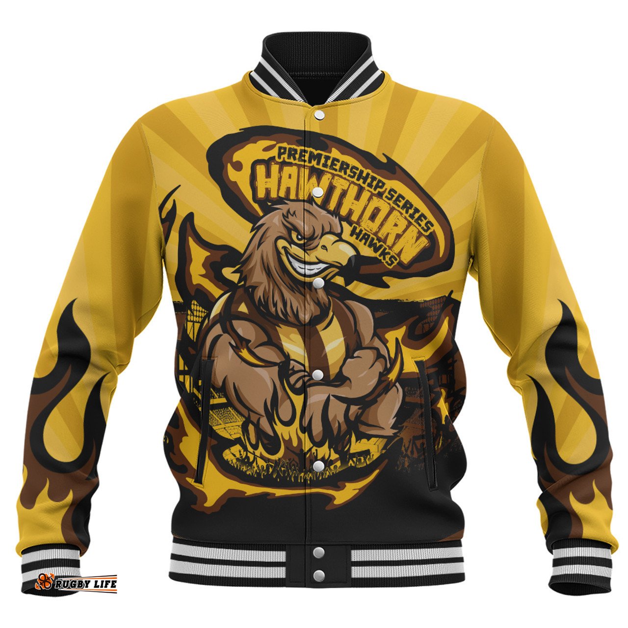 Amazing Aussie Hawthorn Premiership Series Flame Edition Baseball Jacket