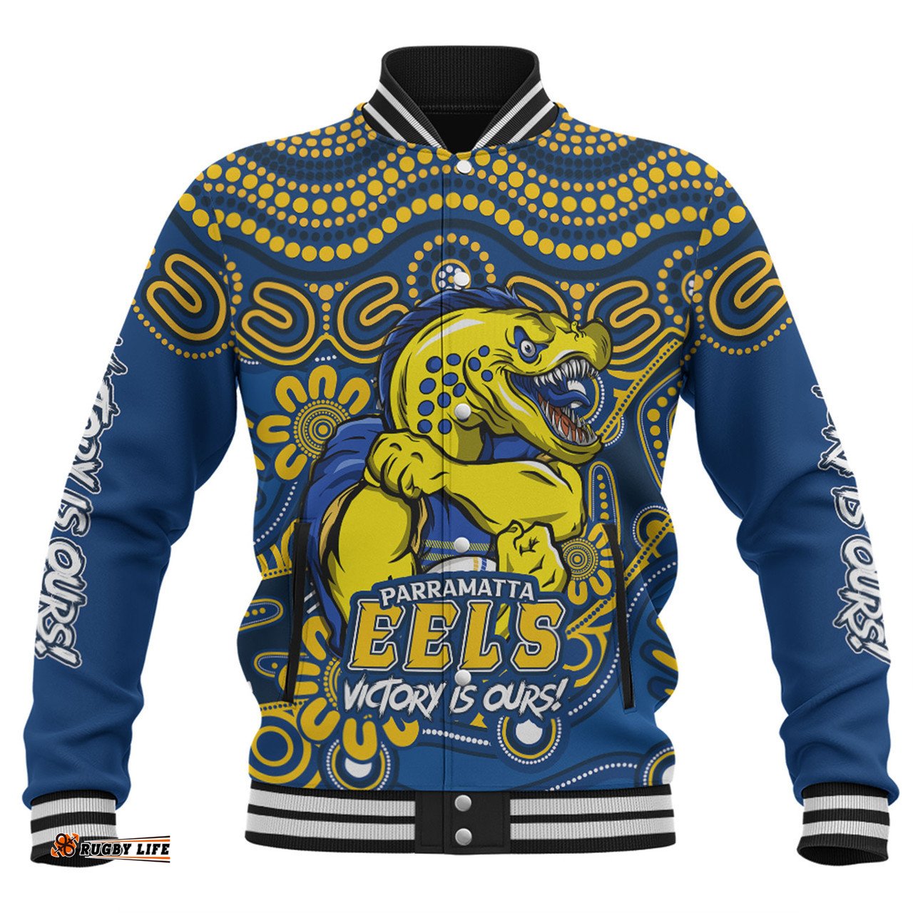 Amazing Aussie Parramatta Eels Aboriginal Inspired Tough Fan Rugby For Life Baseball Jacket