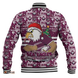 Amazing Aussie Manly Warringah Sea Eagles Merry Ugly Christmas Comic Style Baseball Jacket