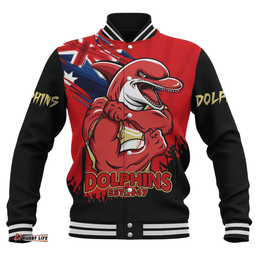 Amazing Aussie Redcliffe Dolphins Heart Of A Fighter Tough And Fearless Baseball Jacket