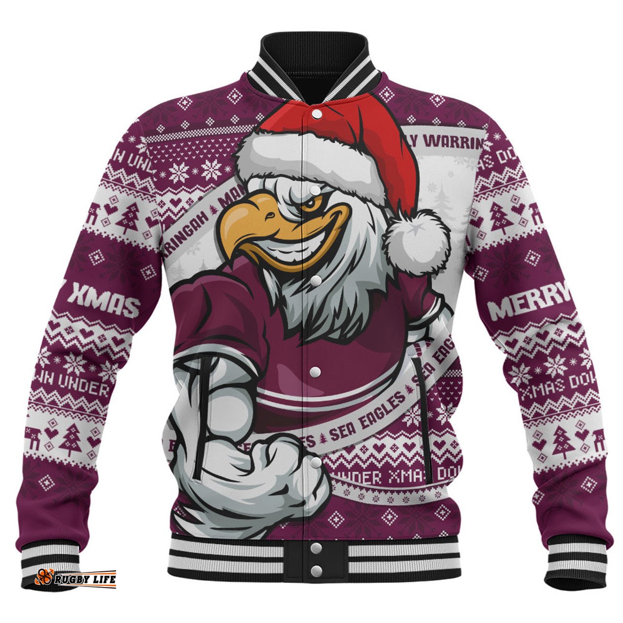 Amazing Aussie Manly Warringah Sea Eagles Ugly Knit Style For Christmas Game Fans Baseball Jacket