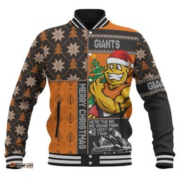 Amazing Aussie GWS GIANTS Merry Christmas Knit Style Festive Spirit Baseball Jacket