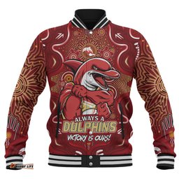Amazing Aussie Redcliffe Dolphins Aboriginal Pattern Inspired Victory Is Ours Baseball Jacket