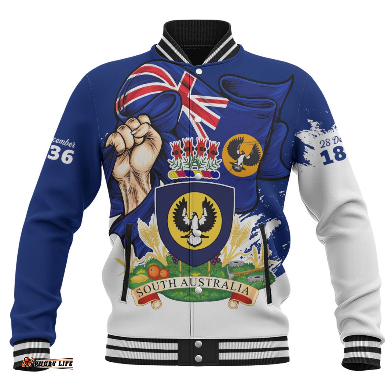 Amazing Aussie South Australia Power Pride And Heritage Crest Baseball Jacket