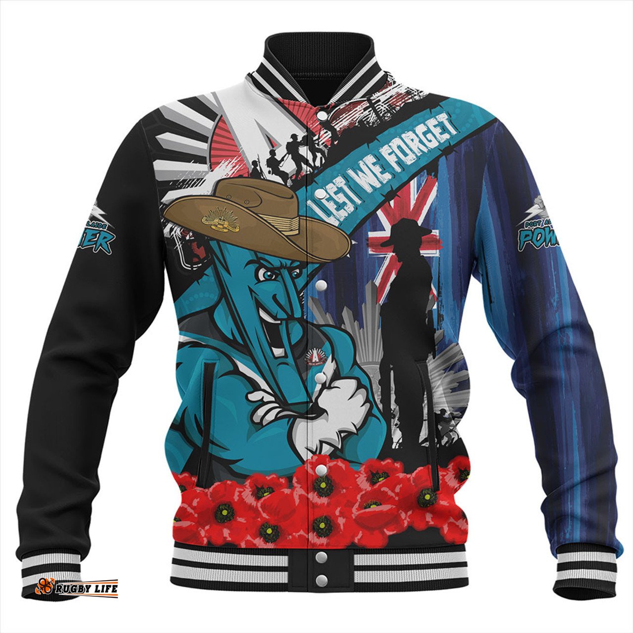 Amazing Aussie Port Adelaide Anzac Day Honor United In Spirit Baseball Jacket