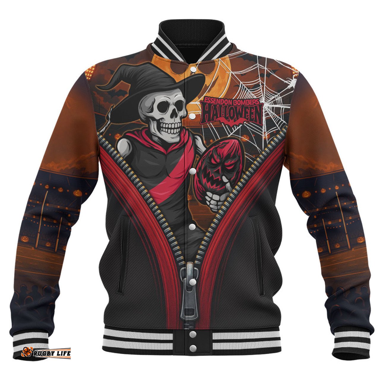 Amazing Aussie Essendon Halloween Night Reaper Baseball Jacket
