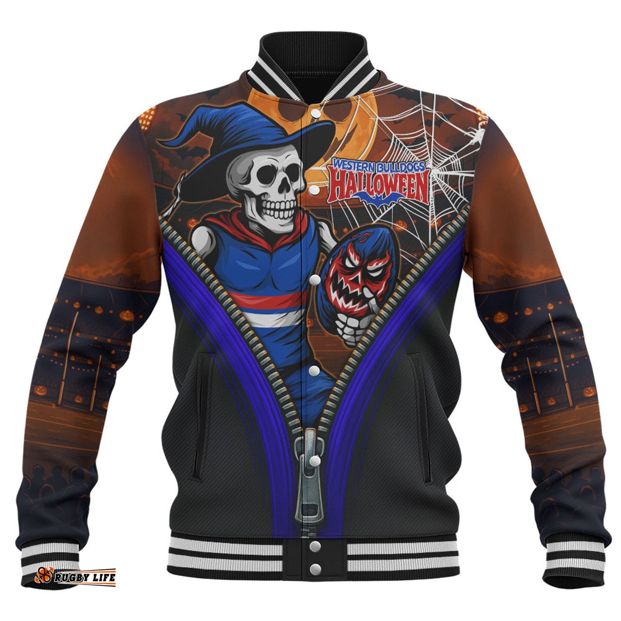 Amazing Aussie Western Bulldogs Halloween Night Reaper Baseball Jacket