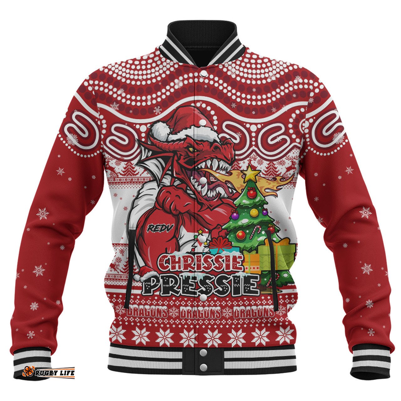 Amazing Aussie St. George Illawarra Dragons Aussie Ugly Christmas For Die Hard Fan Supporters Baseball Jacket