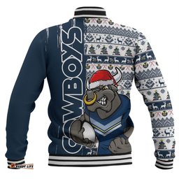 Amazing Aussie North Queensland Cowboys Merry Ugly Xmas Nordic Pattern Style Baseball Jacket