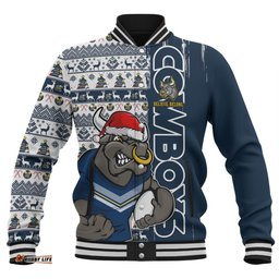 Amazing Aussie North Queensland Cowboys Merry Ugly Xmas Nordic Pattern Style Baseball Jacket