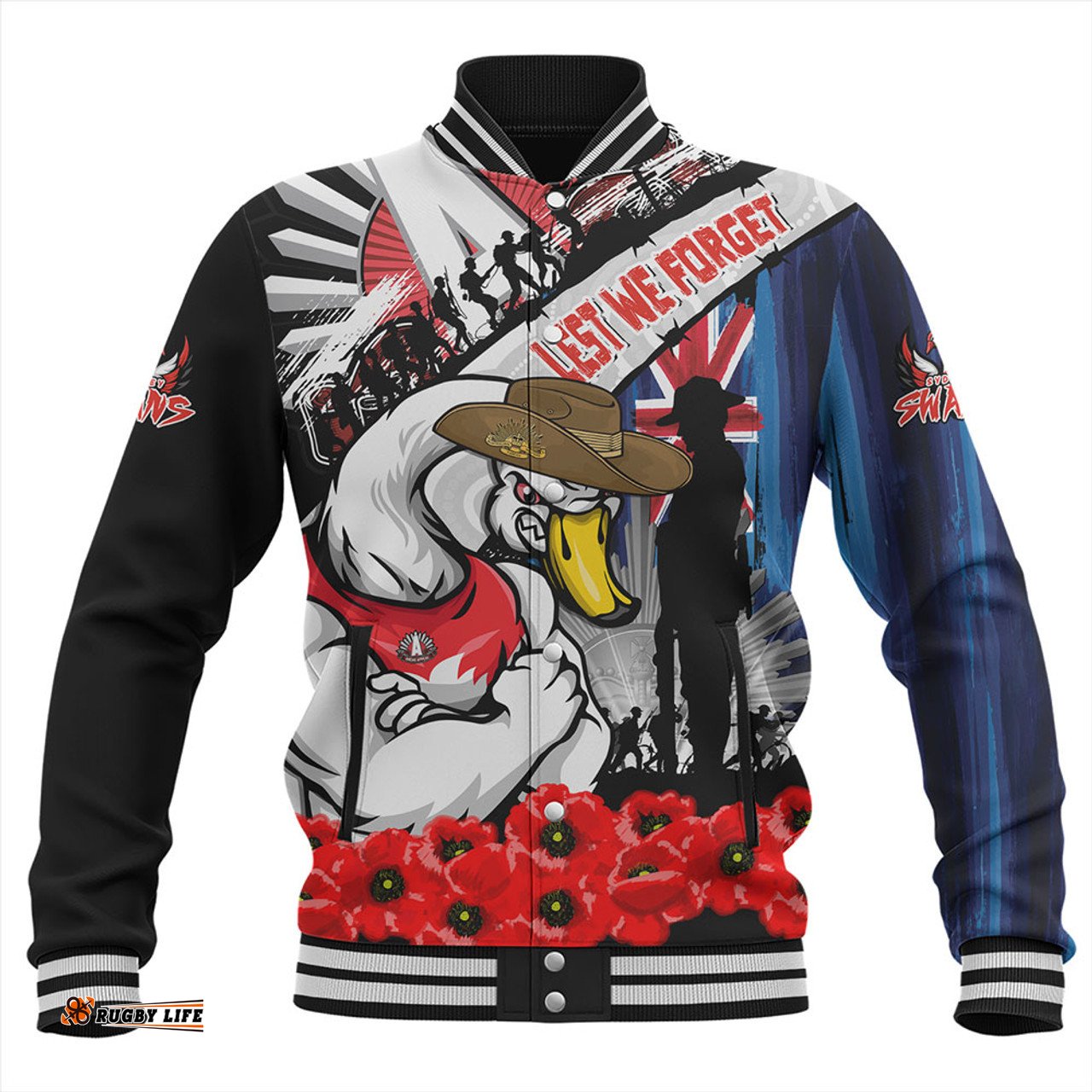 Amazing Aussie Sydney Swans Anzac Day Honor United In Spirit Baseball Jacket