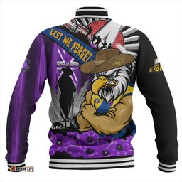 Amazing Aussie West Coast Eagles ANZAC Day Honor Purple Valor And Spirit Baseball Jacket