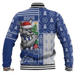 Amazing Aussie North Melbourne Merry Christmas Knit Style Festive Spirit Baseball Jacket