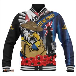 Amazing Aussie West Coast Eagles Anzac Day Honor United In Spirit Baseball Jacket