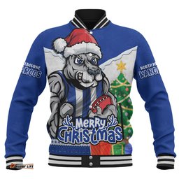 Amazing Aussie North Melbourne Santa Scoring Touchdown On Christmas Game Day Baseball Jacket