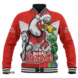 Amazing Aussie Sydney Swans Santa Scoring Touchdown On Christmas Game Day Baseball Jacket
