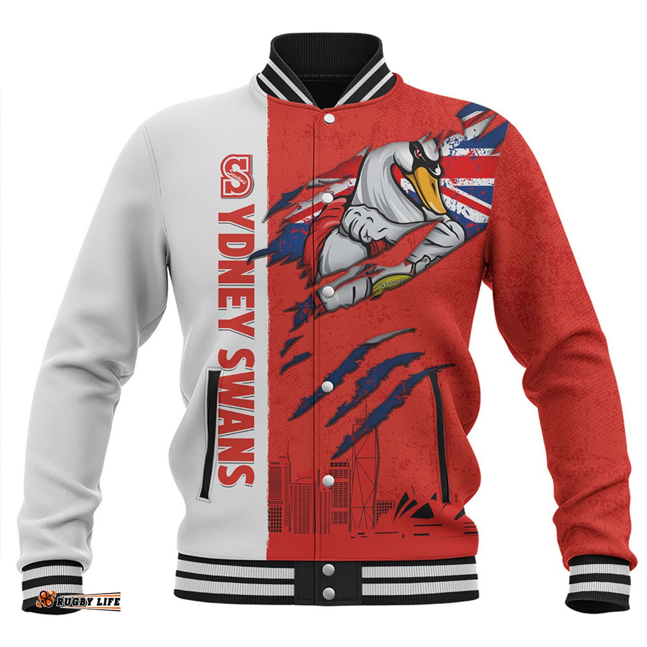 Amazing Aussie Sydney Swans Burning Passion Of Power Scratch Style Baseball Jacket