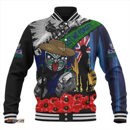 Amazing Aussie New Zealand Warriors United In Spirit Anzac Day Tribute Baseball Jacket