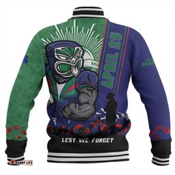 Amazing Aussie New Zealand Warriors Anzac Day Lest We Forget Strong Fighting Spirit Baseball Jacket