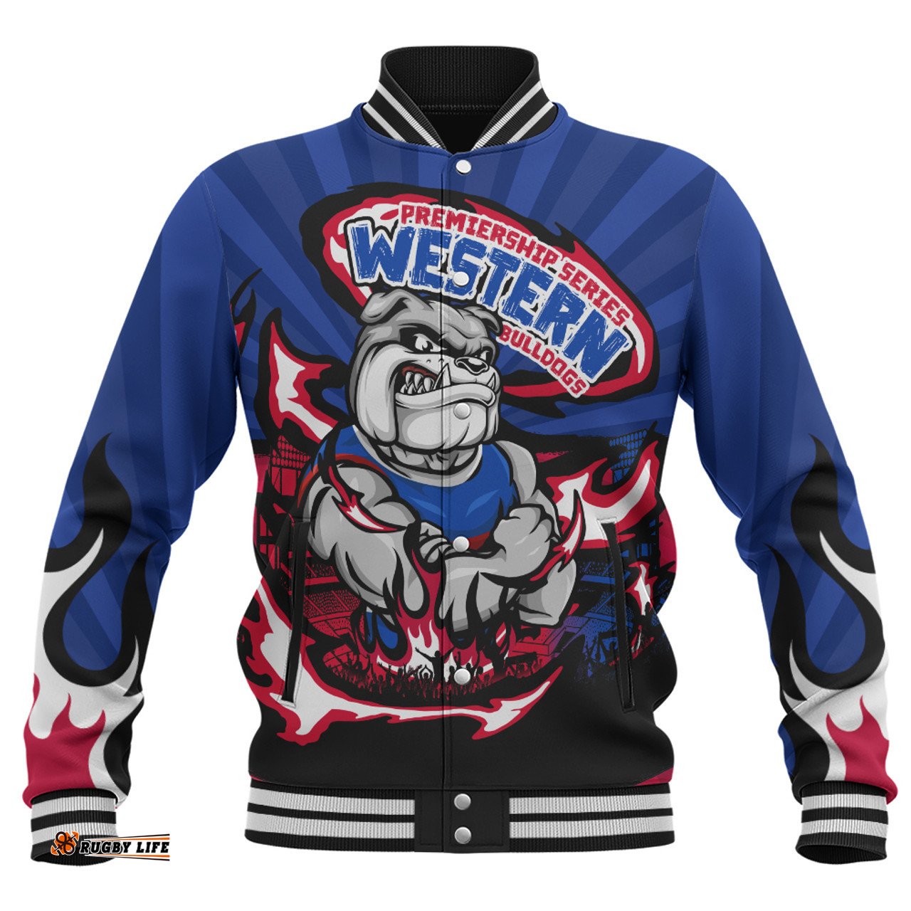 Amazing Aussie Western Bulldogs Premiership Series Flame Edition Baseball Jacket