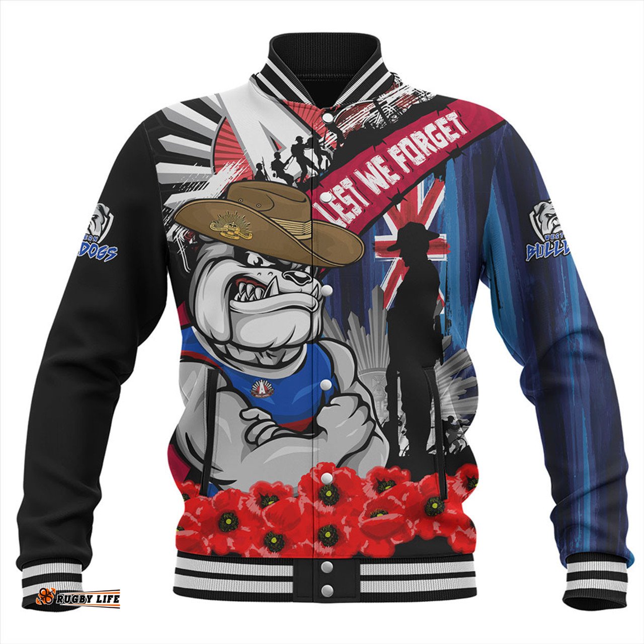 Amazing Aussie Western Bulldogs Anzac Day Honor United In Spirit Baseball Jacket