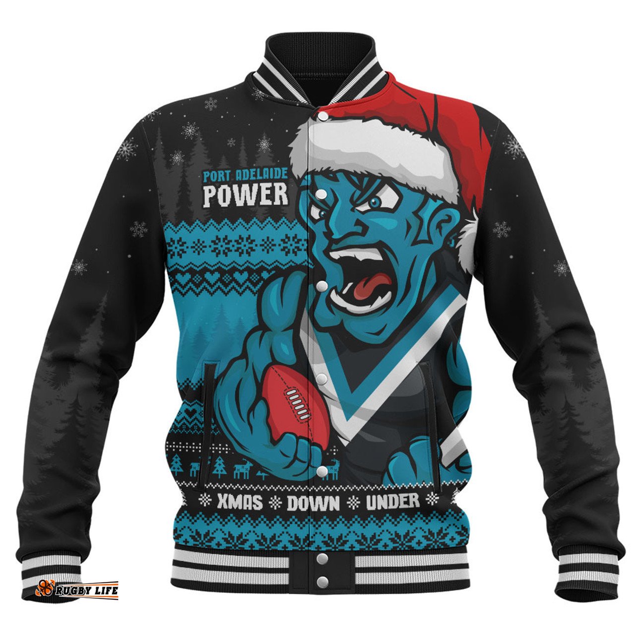 Amazing Aussie Port Adelaide Merry Christmas Down Under Footy Power Style Baseball Jacket