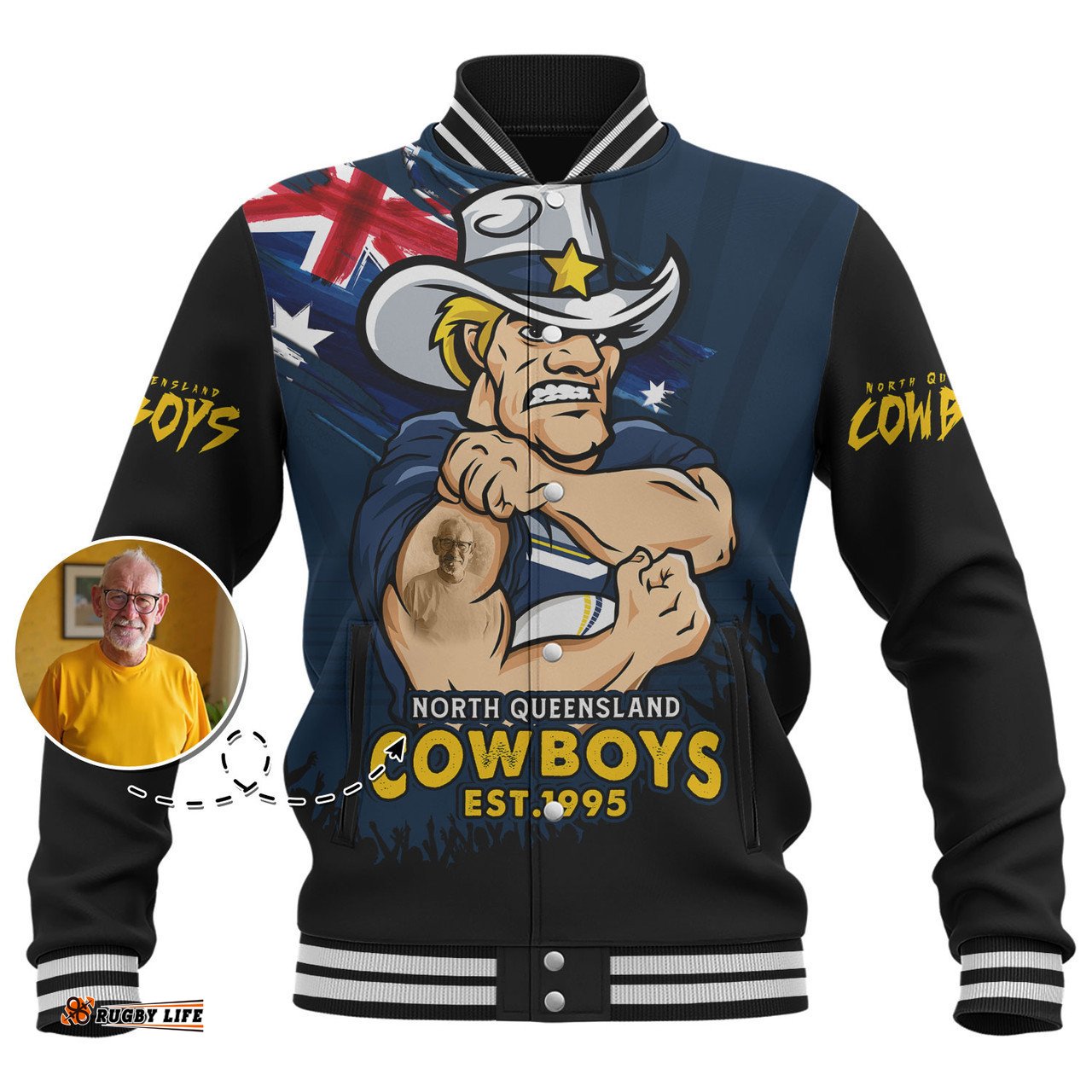 Amazing Aussie North Queensland Cowboys Heart Of A Fighter Tough And Fearless Baseball Jacket