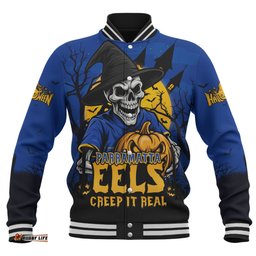 Amazing Aussie Parramatta Eels Dark Moon Rugby Halloween Battle Edition Baseball Jacket