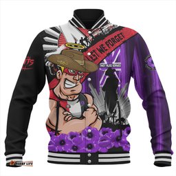 Amazing Aussie St Kilda ANZAC Day Honor Purple Valor And Spirit Baseball Jacket