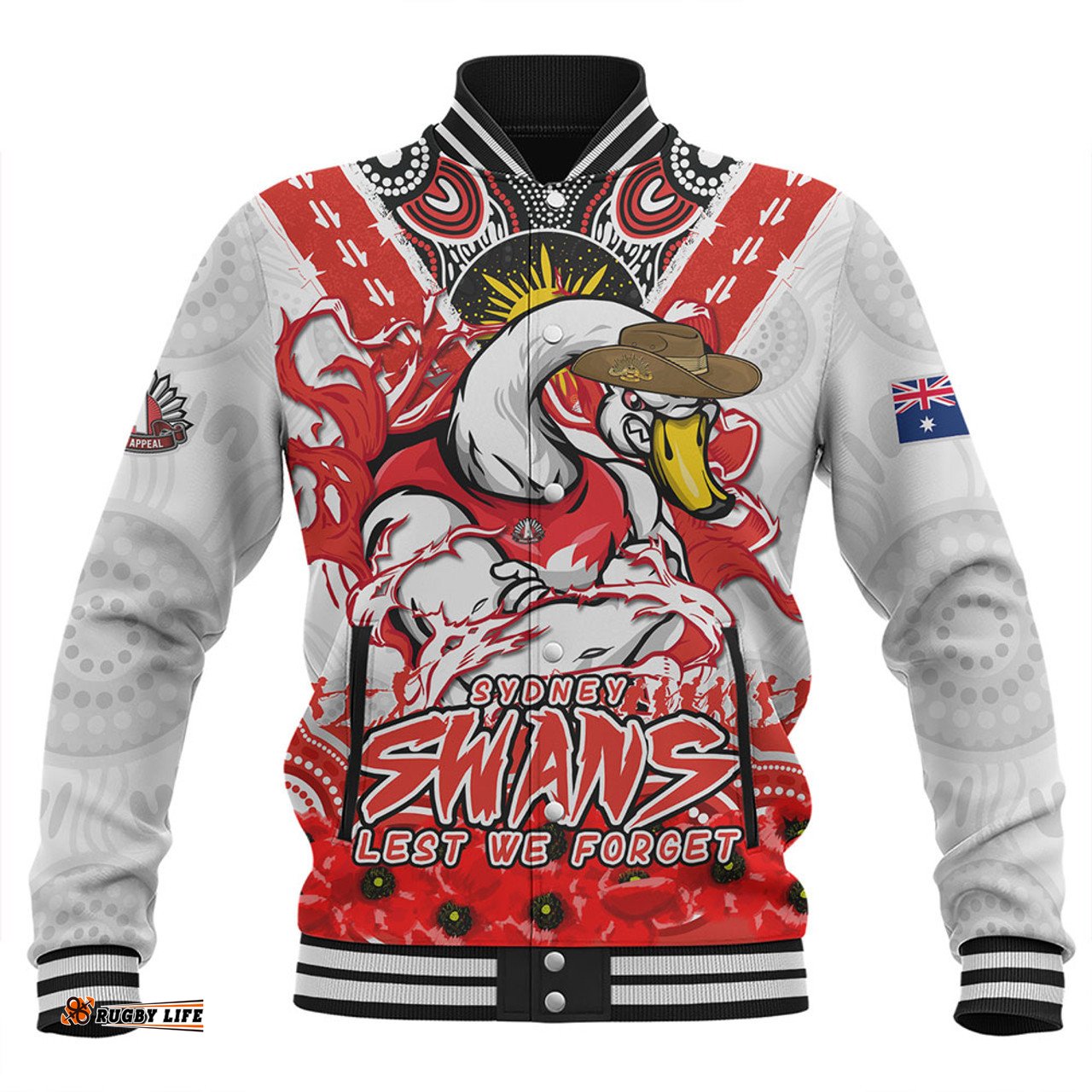 Amazing Aussie Sydney Swans Ripped Legacy Of The Game The ANZAC Spirit Lives On Baseball Jacket