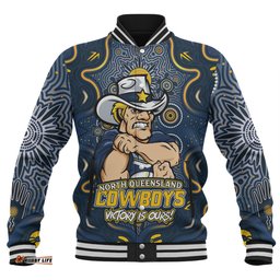 Amazing Aussie North Queensland Cowboys Aboriginal Pattern Inspired Victory Is Ours Baseball Jacket