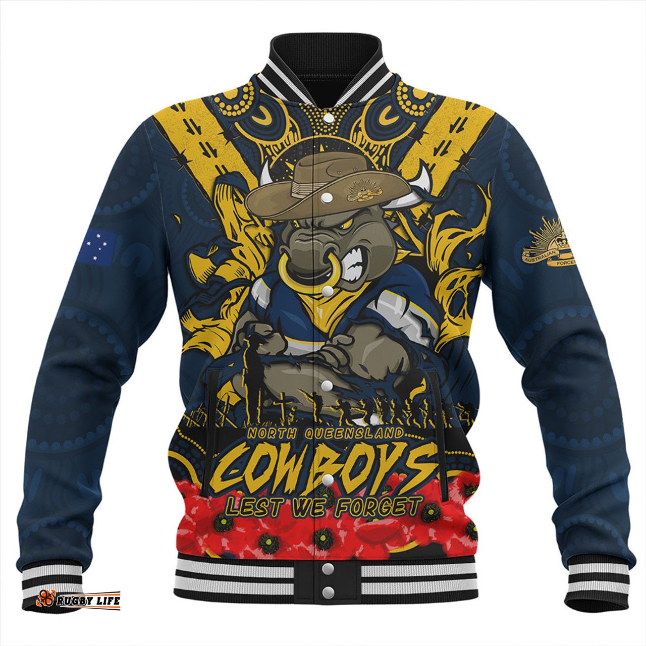Amazing Aussie North Queensland Cowboys Ripped Legacy Of The Game The ANZAC Spirit Lives On Baseball Jacket