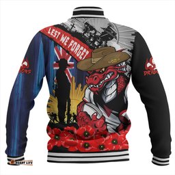 Amazing Aussie St. George Illawarra Dragons United In Spirit Anzac Day Tribute Baseball Jacket