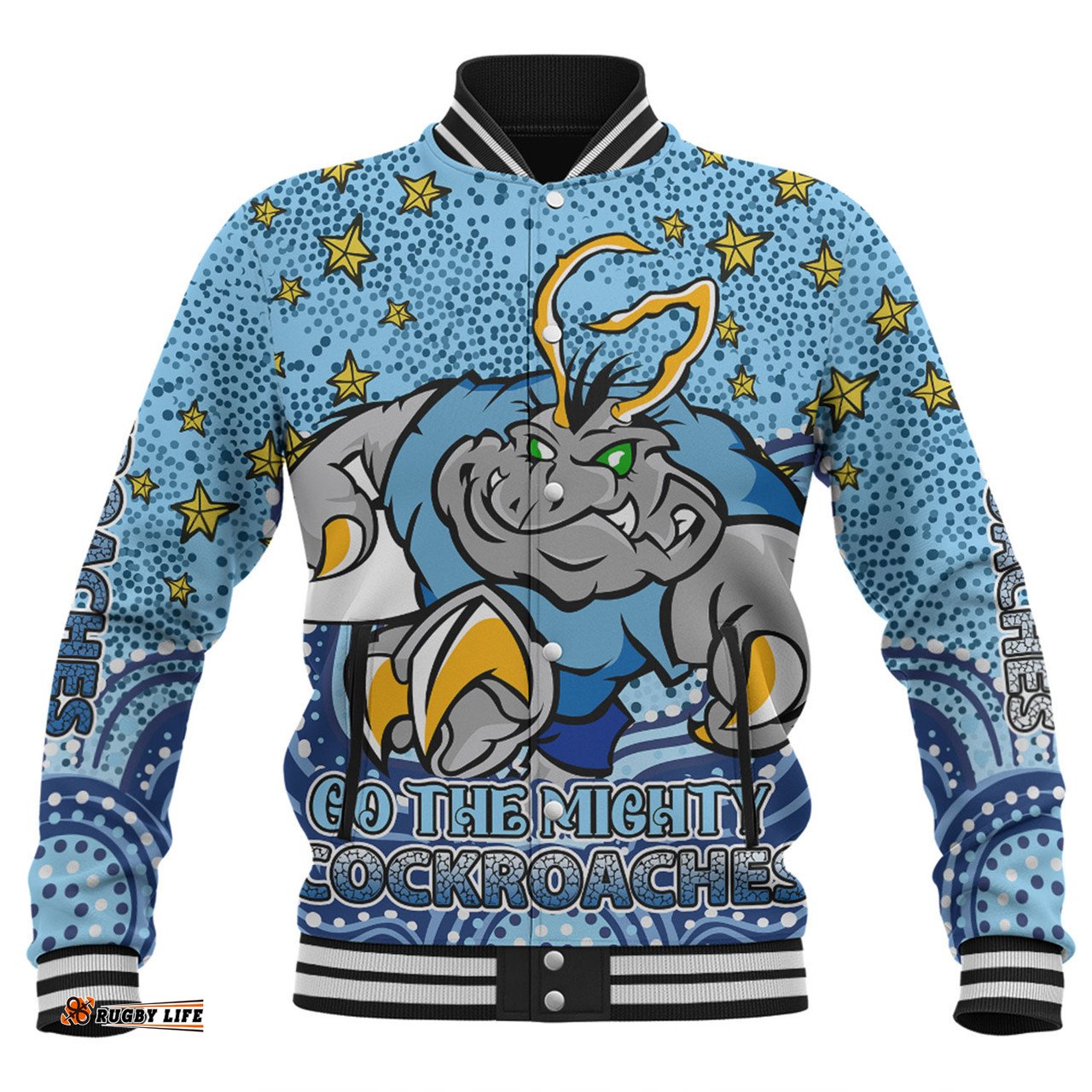 Amazing Aussie New South Wales Cockroaches Custom Custom With Aboriginal Inspired Style Of Dot Painting Patterns Baseball Jacket