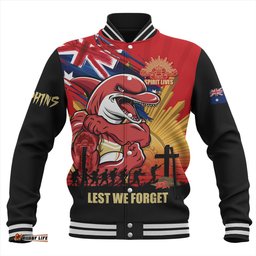 Amazing Aussie Redcliffe Dolphins Fearless ANZAC Defender Baseball Jacket