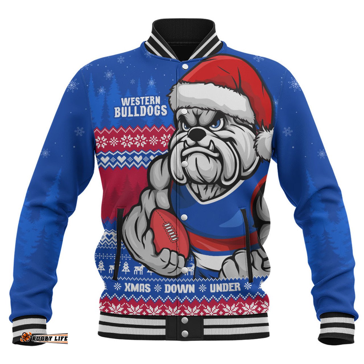 Amazing Aussie Western Bulldogs Merry Christmas Down Under Footy Power Style Baseball Jacket