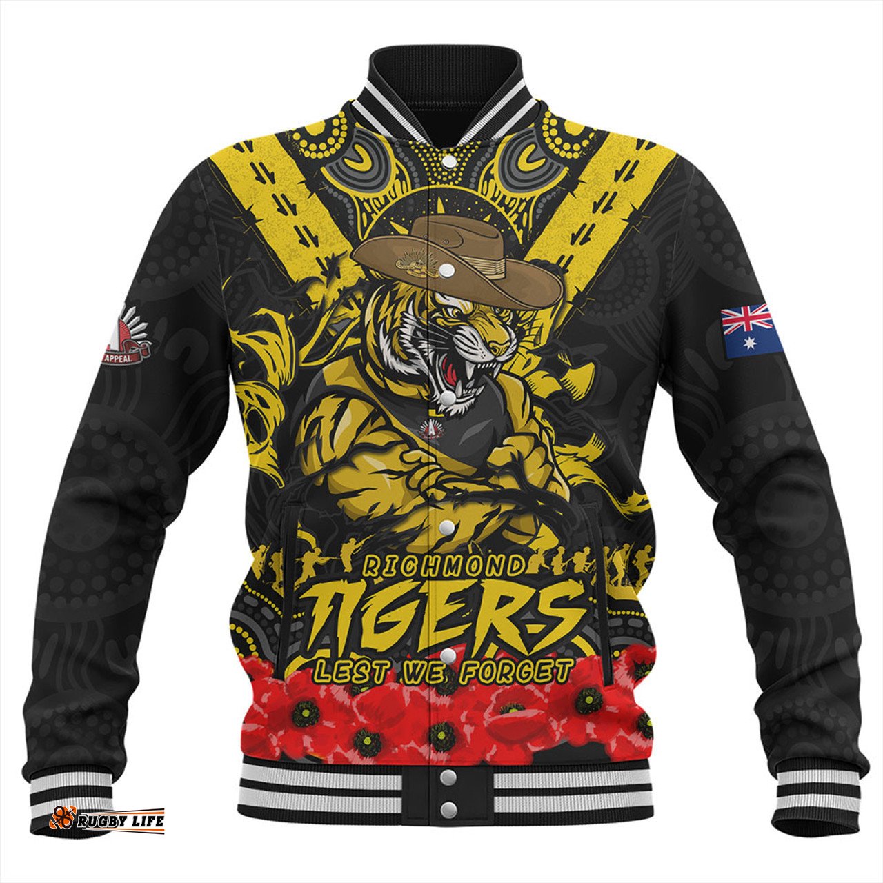 Amazing Aussie Richmond Ripped Legacy Of The Game The ANZAC Spirit Lives On Baseball Jacket